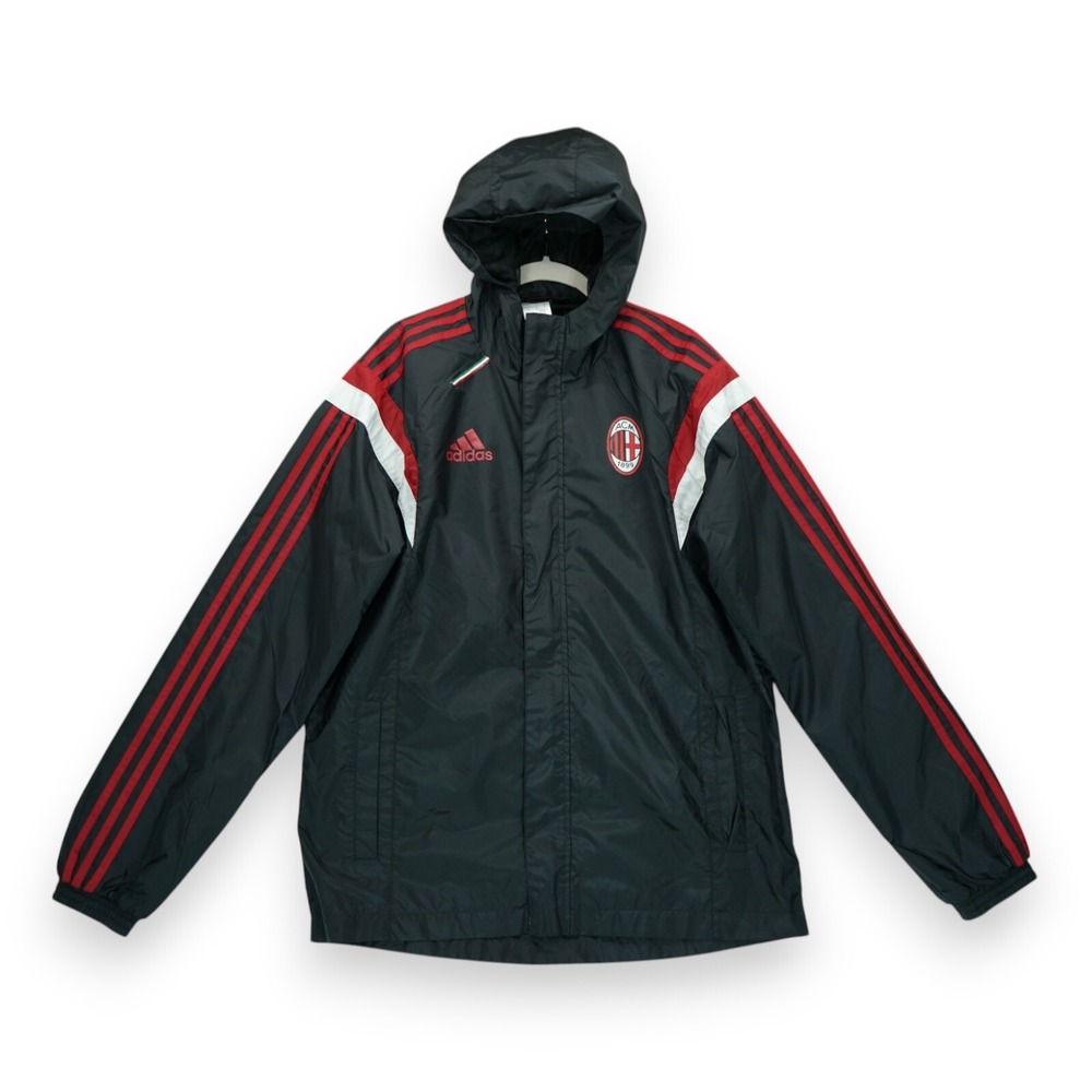 AC Milan Adidas Football Windbreaker Jacket Coat Jacket Small Full Zip‎ APU013
